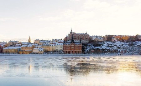 panorama lac gelé stockholm sous la neige stockholm en hiver