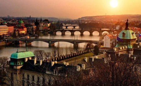point de vue prague soleil couchant prague en hiver