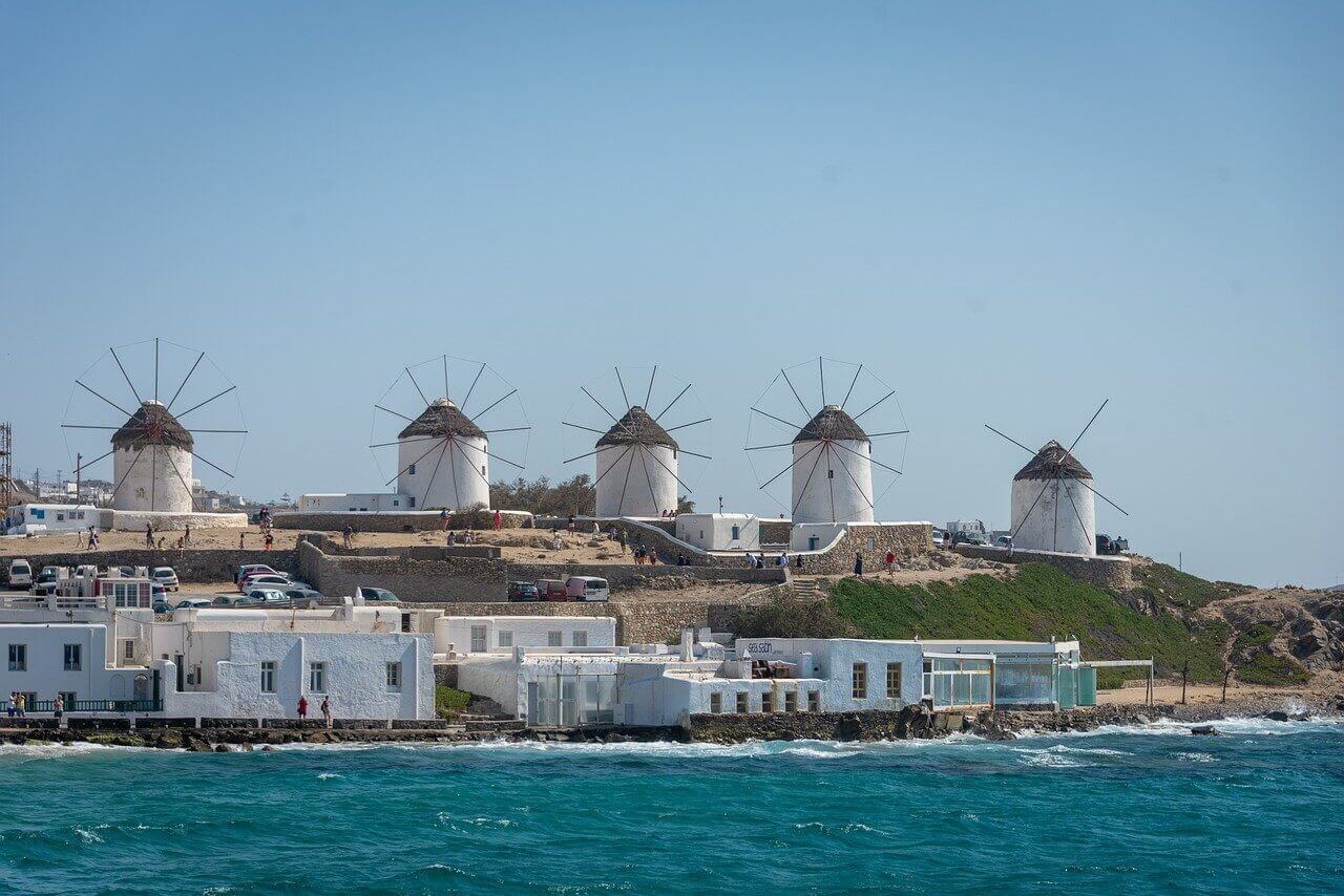 moulins de mykonos santorin ou mykonos 