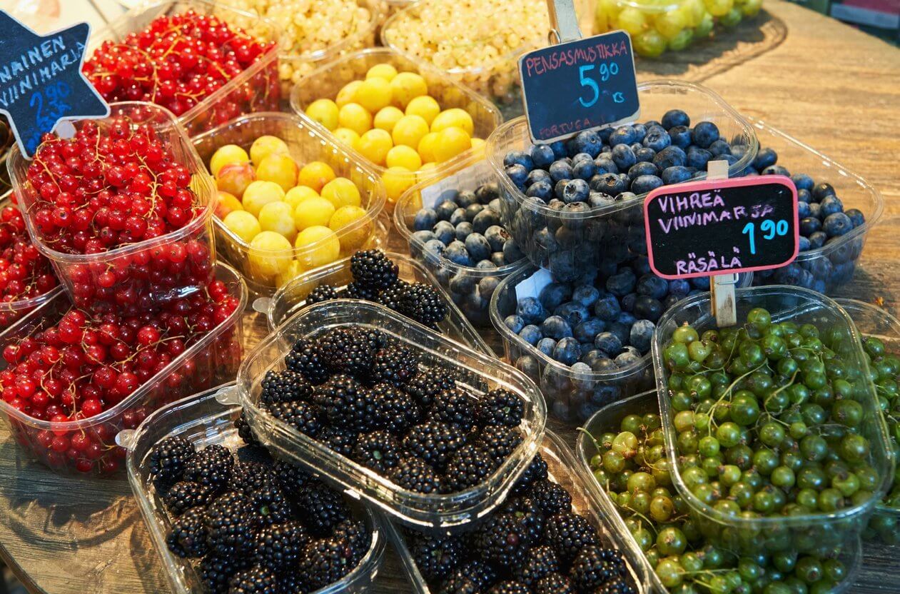 Berries at the market (Finland).