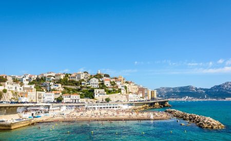 General view of the Prophet beach in Marseille, France.