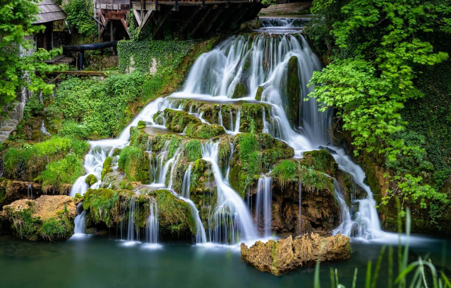 scenic photo of a water cascade in plitvice lakes croatia