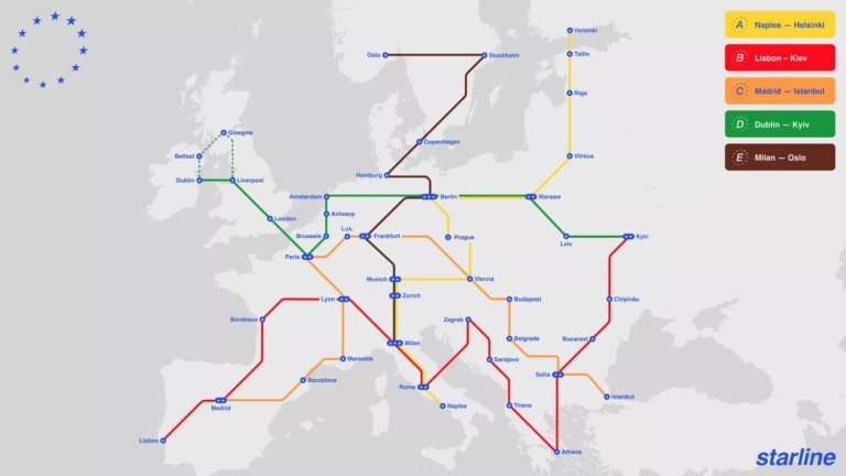 carte metro europeen starline un metro europeen pour relier 39 villes dici 2040